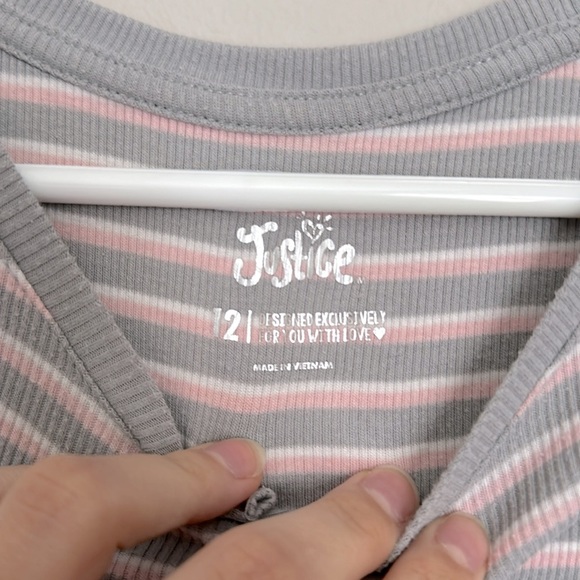 Set of 2- striped justice girls tees - Picture 3 of 7